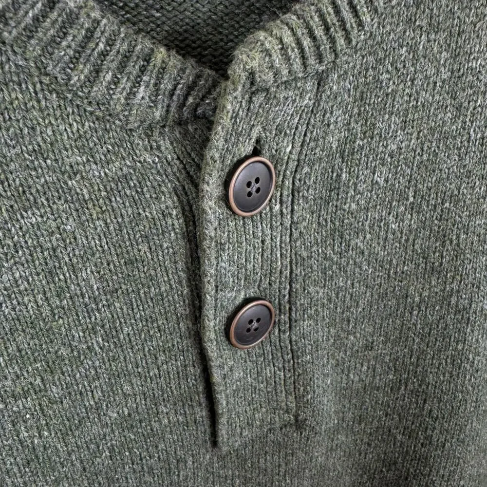 Eddie Bauer Green Cotton Merino Wool Heavyweight Sweater Men's Size Large Tall - Picture 2 of 4